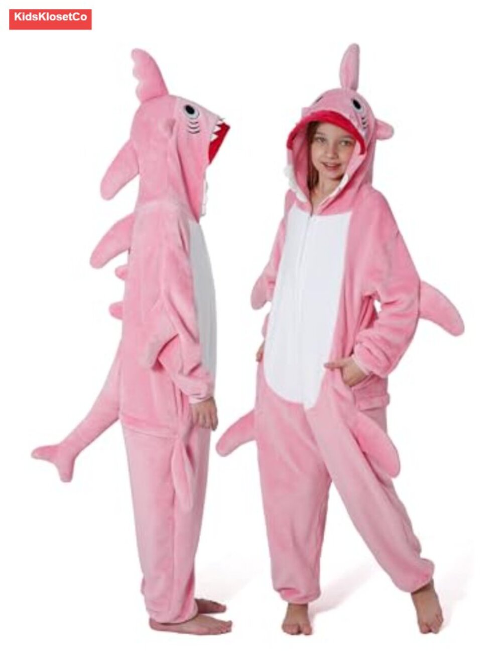 Kids Shark Flannel Onesie Costume Halloween Pajamas Cosplay